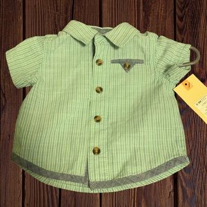 Cherokee baby boy green and grey button down shirt
